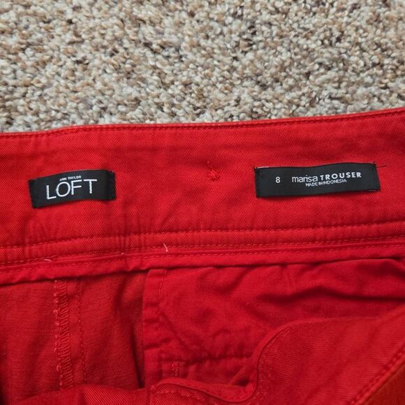 Women's Red LOFT Wide Leg Trouser Dress Pants - Picture 2 of 9